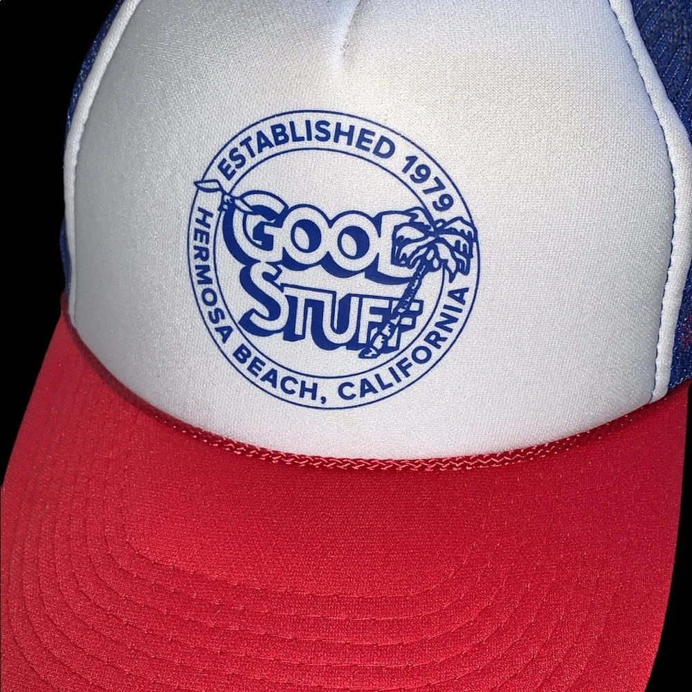 Good Stuff Hermosa Beach California Unisex Red White Blue Casual Trucker Hat